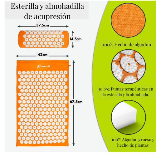 Esterilla y almohada de acupresión